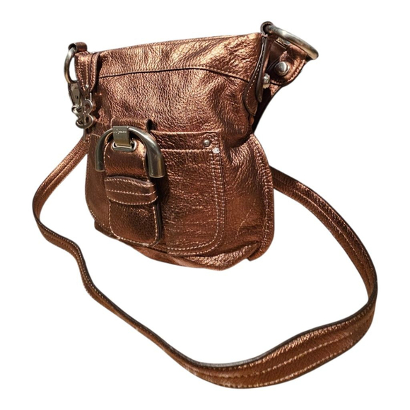 B. Makowsky Metallic Bronze Genuine Leather Crossbody Bag – Silver Hardware - Picture 8 of 8